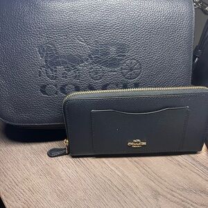 COACH JES MESSENGER LEATHER BLUE F72703 CROSSBODY & WALLET SET